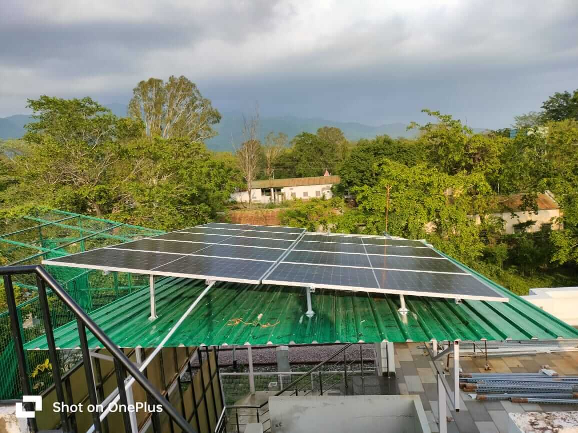 Solar panels installed on factory rooftop Delhi