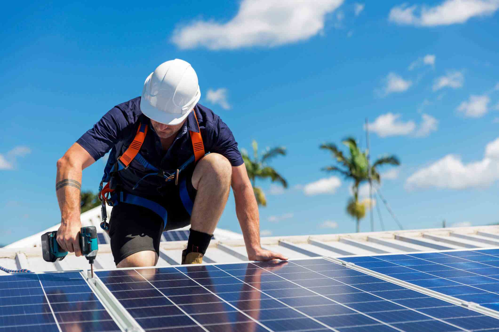 Professional solar panel installation process